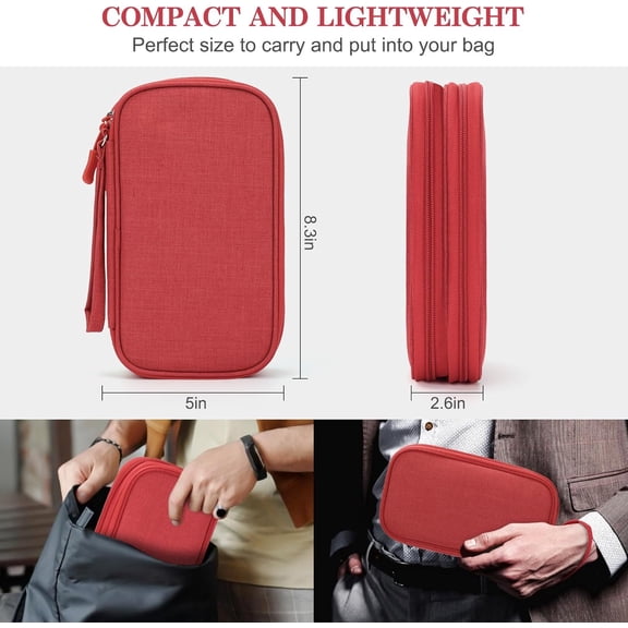 EFFFERTWQL-Electronic Organizer, Travel Cable Organizer Bag Pouch Electronic Accessories Carry Case Portable Waterproof Double Layers Storage Bag for Cable, Cord, Charger, Phone, Earphone, Medium Siz