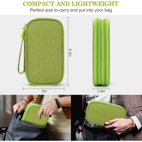 EFFFERTWQL-Electronic Organizer, Travel Cable Organizer Bag Pouch Electronic Accessories Carry Case Portable Waterproof Double Layers Storage Bag for Cable, Cord, Charger, Phone, Earphone, Medium Siz