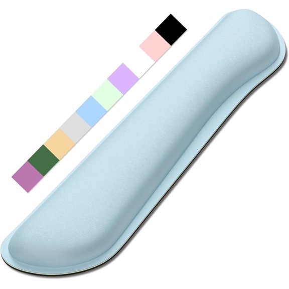 EFFFERTWQL-Enlarge Keyboard Wrist Rest, Memory Foam Keyboard Wrist Cushion for Computer Desk Mats Support, Typing Pain Relief Ergonomic Mouse Pad Rests with Non-Slip Base for Gaming, Laptop, Sky Blue