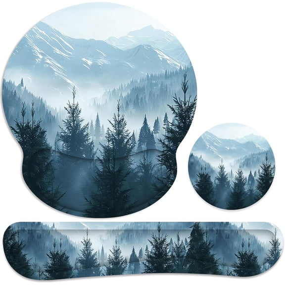 EFFFERTWQL-Ergonomic Mouse Pad with Wrist Rest and Keyboard Wrist Rest, Mousepad and Wrist Rest for Computer Keyboard, Pain Relief, Non-Slip Rubber Base, Mouse Pad with Wrist Support for Gaming, Clou