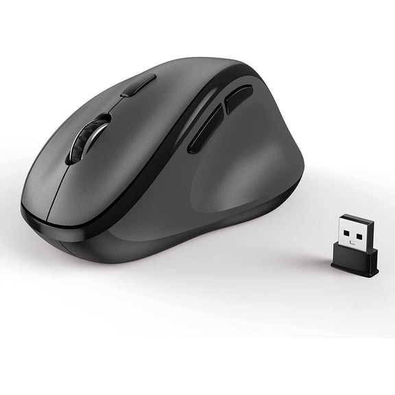 EFFFERTWQL-Ergonomic Wireless Mouse with USB Receiver for PC Computer, Laptop and Desktop, Ergo Vertical Mouse with Silent Clicks Long Battery Life, Up to 1600 DPI & 1 AA Battery Powered, Grey