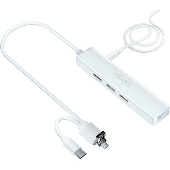 EFFFERTWQL-Ethernet Adapter, Host USB OTG, USB Hub - Compatible with Samsung Galaxy Tab A SM-T550, Tab S2, Tab Pro, Tab 4 & Galaxy S21/S22 Series (Micro-USB, USB-C, USB 2.0 3-in-1 Connector)