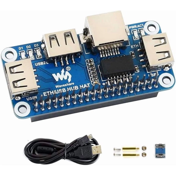 EFFFERTWQL-Ethernet/USB HUB HAT Expansion Board for Raspberry Pi 4 B/3 B+/3 B/2 B/Zero/Zero W /2 W/Zero WH/2WH, with 1 RJ45 10/100M Ethernet Port, 3 USB Ports Compatible with USB2.0/1.1