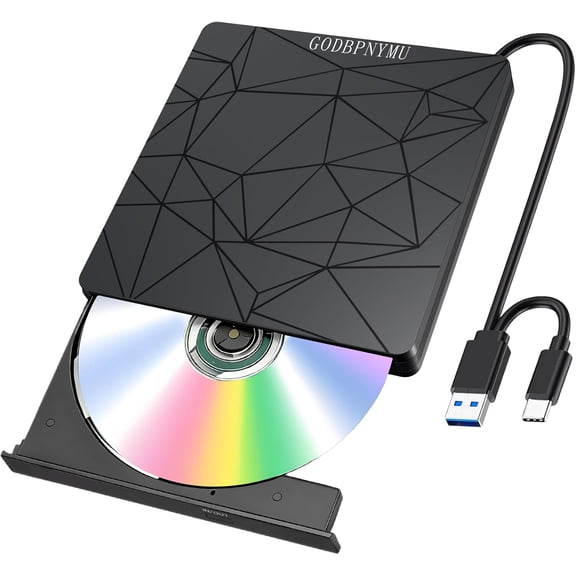EFFFERTWQL-External DVD Drive USB 3.0 USB-C CD Burner CD/DVD Player Optical Drive, Portable CD DVD Disc Copier for Laptops and PC Compatible with Windows 7/8/10/11, Linux, and Mac OS