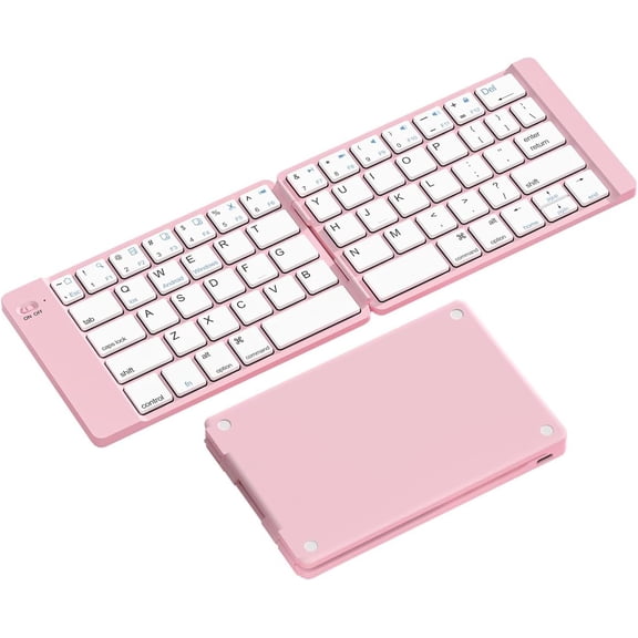 EFFFERTWQL-Foldable Bluetooth Keyboard - Portable Keyboard, Rechargeable Full Size Ultra Slim Compatible iOS Android Windows Smartphone Tablet and Laptop (Only Keyboard)