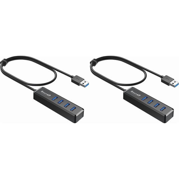 EFFFERTWQL-H302S USB 3.0 Hub, 4-Port USB Expander with 2ft Long Cable, High-Speed Data Transfer, Compatible with Laptop, PC, Mac, Printer, External HDD (Pack of 2)