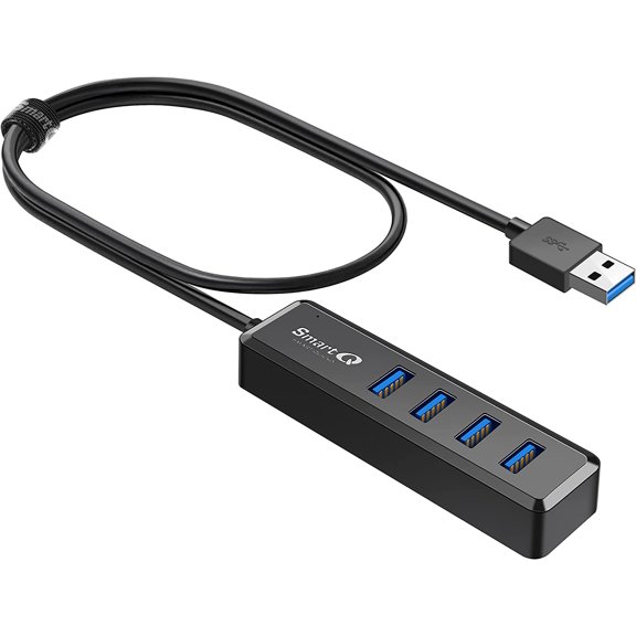 EFFFERTWQL-H302S USB 3.0 Hub, 4-Port USB Expander with 2ft Long Cable, High-Speed Data Transfer, Compatible with Laptop, PC, Mac, Printer, External HDD