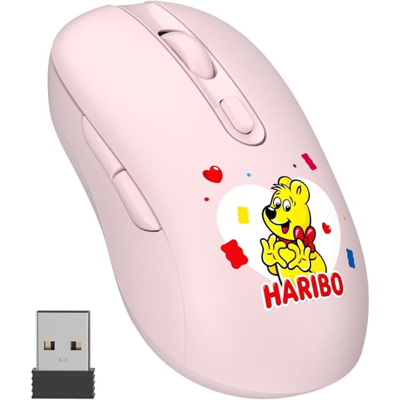 EFFFERTWQL-Haribo Wireless Mouse, Bluetooth 3.0/5.0 & 2.4GHz, Adjustable DPI, Multi-Device Pairing, Compact Gummy Bear Style for Laptop, Desktop, PC