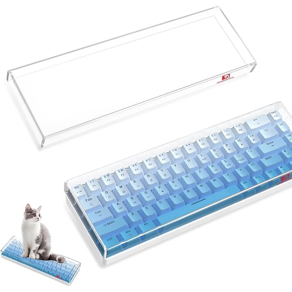 EFFFERTWQL-KC02 Acrylic Clear Transparent Keyboard Cover(12.28*4*0.9) with Dustproof Waterproof Anti-hit Anti-cat Protective Case for 65% Small Layout 61Key 64Key 68Key Mechanical Gaming Keyboard