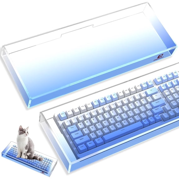 EFFFERTWQL-KC04 Acrylic Clear Transparent Keyboard Cover(17.4*6.5*1.89) with Dustproof Waterproof Anti-hit Anti-cat Protective Case for Compact Layout 94/96/98Key Mechanical Gaming Keyboard(Blue)
