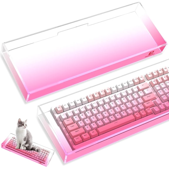 EFFFERTWQL-KC04 Acrylic Clear Transparent Keyboard Cover(17.4*6.5*1.89) with Dustproof Waterproof Anti-hit Anti-cat Protective Case for Compact Layout 94/96/98Key Mechanical Gaming Keyboard(Pink)