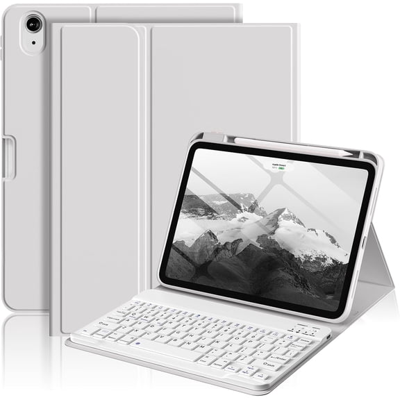 EFFFERTWQL-Keyboard Case for iPad Air 11 Inch M4/M3/M2 2026/2025/2024, iPad Air 5th/4th Generation 10.9 in 2022/2020, Detachable Wireless Bluetooth Keyboard Built-in Right Side Pencil Holder, Gray