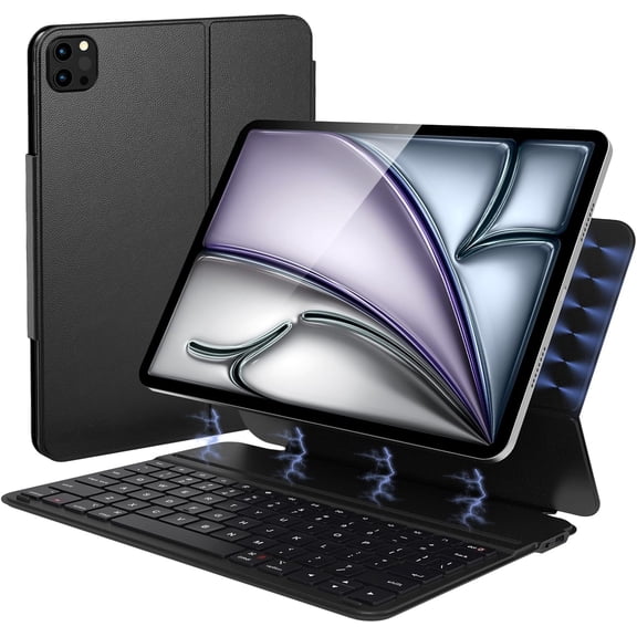 EFFFERTWQL-Keyboard Case for iPad Air 11 inch (M3 2025/M2 2024), Magnetic Bluetooth Keyboard for 10.9" iPad Air 5th 4th and iPad Pro 11" 1st/2nd/3rd/4th, Rechargeable Folio with Adjustable Stand