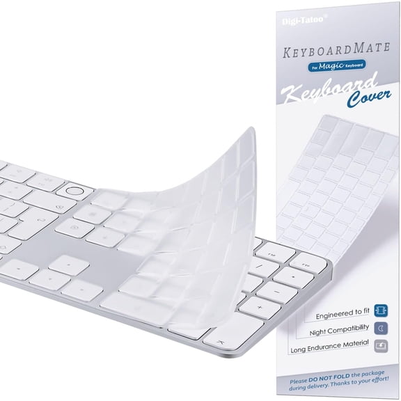 EFFFERTWQL-Keyboard Cover for 2024 M4 iMac Magic Keyboard (Europe Layout, 7 Shape Enter Key)(Model A3119, Touch ID, with Numeric Key) - Ultra Thin, Protective and Clear Keyboard Cover Protector Skin