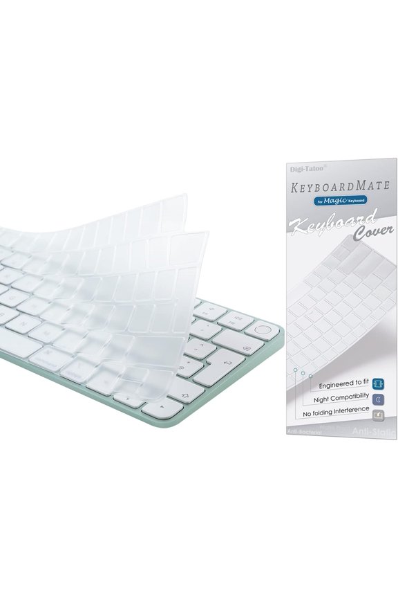 -Keyboard Cover for New M4 iMac Magic Keyboard(Europe Layout, 7 Shape Enter Key) Model A3118/A2449, Touch ID Version w/o Numeric Key - Ultra Thin, Protective and Clear Protector Skin