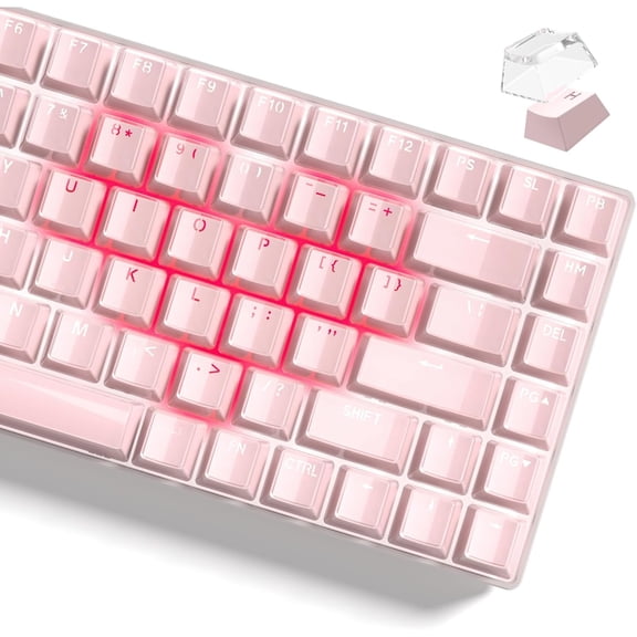 EFFFERTWQL-Keyboard Keycaps, Lusterfly Jelly Keycaps Pink Shine Through Custom Cute Key caps Set 60 75 100 Percent, 118 Keys OEM Profile for 61/68/84/87/98/100 Cherry Gateron MX Mechanical (Backlit P