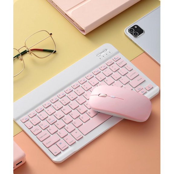 EFFFERTWQL-Keyboard and Mouse Combo, Cute Bluetooth Keyboard with Slicent Mouse, 3 Adjustable DPI, 2.4G USB Slim Keyboard Mouse Set for for iOS for Android ()
