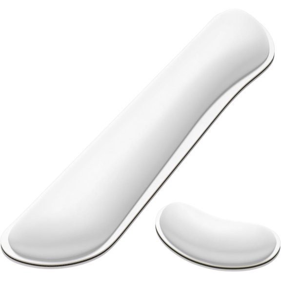 EFFFERTWQL-Keyboard Wrist Rest Set, Cute PU Leather Wrist Cushion for Computer Keyboard and Mousepad, Memory Foam Mouse Pad Rests Support with Non-Slip Base for Typing Pain Relief, Laptop, Ivory Whit