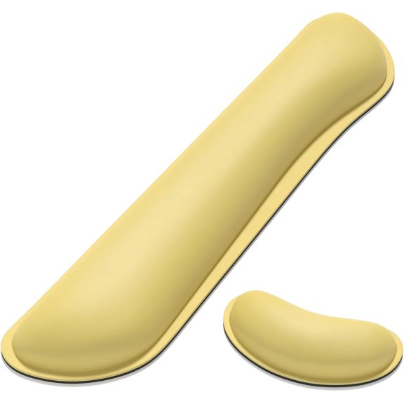 EFFFERTWQL-Keyboard Wrist Rest Set, Cute PU Leather Wrist Cushion for Computer Keyboard and Mousepad, Memory Foam Mouse Pad Rests Support with Non-Slip Base for Typing Pain Relief, Laptop, Lemon Yell