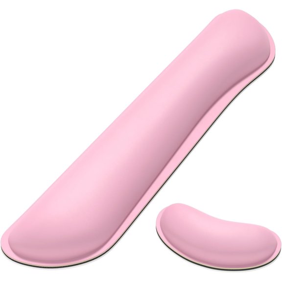EFFFERTWQL-Keyboard Wrist Rest Set, Cute PU Leather Wrist Cushion for Computer Keyboard and Mousepad, Memory Foam Mouse Pad Rests Support with Non-Slip Base for Typing Pain Relief, Laptop, Rose Pink