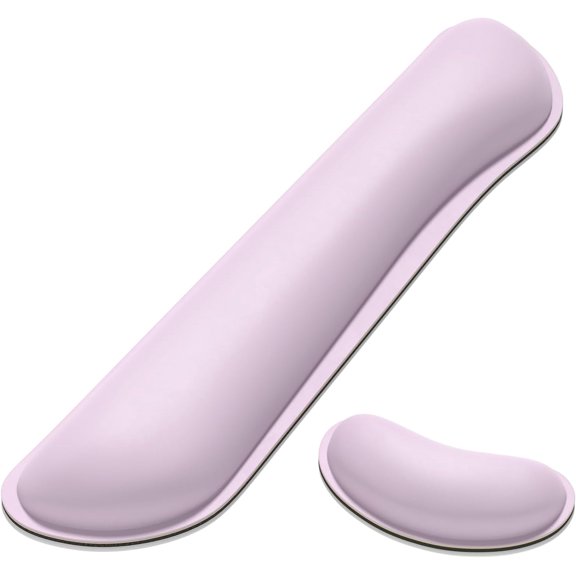 EFFFERTWQL-Keyboard Wrist Rest Set, Cute PU Leather Wrist Cushion for Computer Keyboard and Mousepad, Memory Foam Mouse Pad Rests Support with Non-Slip Base for Typing Pain Relief, Laptop, Queen Pink