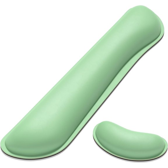 EFFFERTWQL-Keyboard Wrist Rest Set, Cute PU Leather Wrist Cushion for Computer Keyboard and Mousepad, Memory Foam Mouse Pad Rests Support with Non-Slip Base for Typing Pain Relief, Laptop, Mint Green