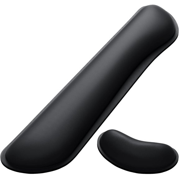EFFFERTWQL-Keyboard Wrist Rest Set, Cute PU Leather Wrist Cushion for Computer Keyboard and Mousepad, Memory Foam Mouse Pad Rests Support with Non-Slip Base for Typing Pain Relief, Laptop, Black