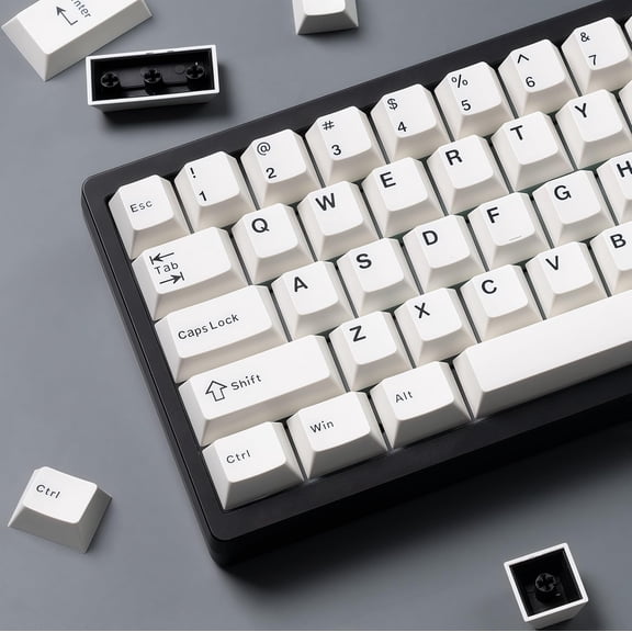 EFFFERTWQL-Keyboard keycaps Set, Double Shot PBT keycaps,Cherry Profile Custom Key caps 60 65 75 100 Percent for Cherry-mx Full Size Retro Mechanical Keyboard,Milky White