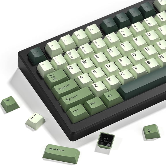 EFFFERTWQL-Keyboard keycaps Set, Double Shot PBT keycaps,Cherry Profile Custom Key caps 60 65 75 100 Percent for Cherry-mx Full Size Retro Mechanical Keyboard,Matcha Green