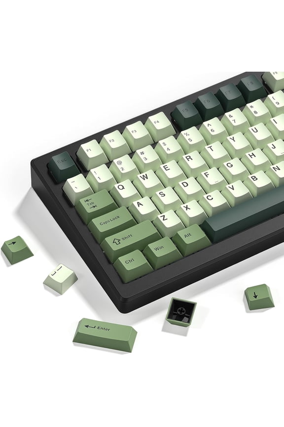 -Keyboard keycaps Set, Double Shot PBT keycaps,Cherry Profile Custom Key caps 60 65 75 100 Percent for Cherry-mx Full Size Retro Mechanical Keyboard,Matcha Green