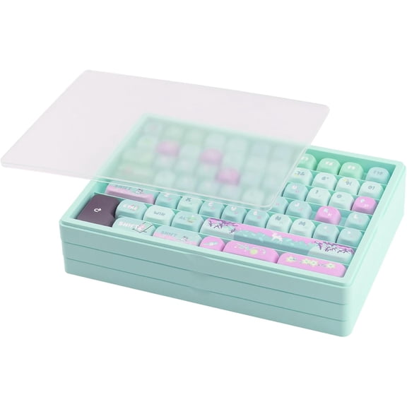 EFFFERTWQL-Keycaps Storage Box, 3th Floor PBT Dustproof Display Case, 180 Keys Visible Top Cover Keycaps Collection Box for Cherry MOA XDA SA OEM MSA DSA Mao Profile Mechanical Keyboard Keycap (Green