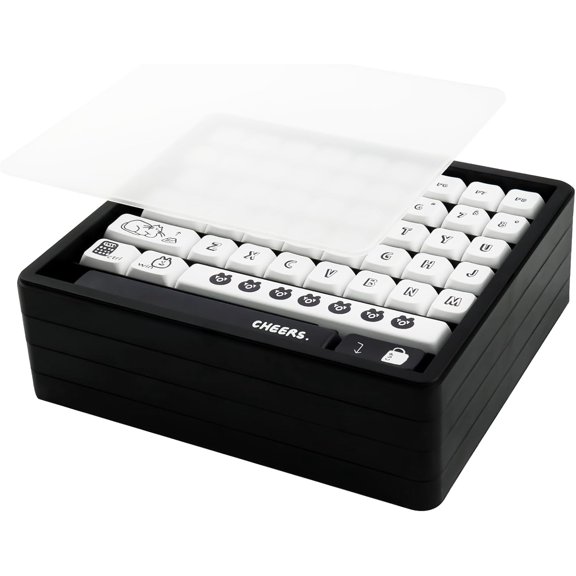 EFFFERTWQL-Keycaps Storage Box, 4th Floor PBT Dustproof Display Case, 252 Keys Visible Top Cover Keycaps Collection Box for Cherry MOA XDA SA OEM MSA DSA Mao Profile Mechanical Keyboard Keycap (Black