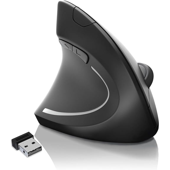 EFFFERTWQL-Left Handed Mouse, 2.4G USB Wireless Ergonomic Vertical Mouse, Ergonomic Design, Optical Model, Prevention Against Tennis Elbow, for Laptop Desktop PC Computer Ect