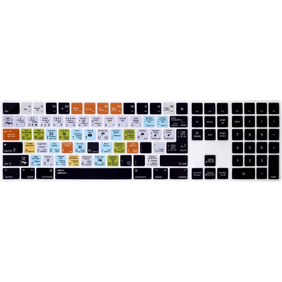 EFFFERTWQL-Lightroom Shortcuts Ultra Thin Silicone Full Size Wireless Numeric Keyboard Cover Skin for Mac 2017 Magic Keyboard with Numeric Keypad MQ052LL/A A1843 US and European Layout