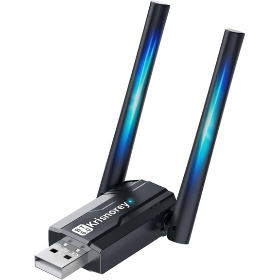 EFFFERTWQL-Long Range USB Bluetooth 6.0 Adapter for PC, Built-in PA Enhanced 5dBi High Gain Wireless Dongle w/Dual Antennas, Supports Windows 11/10/8.1/7 Laptop Desktop, NOT for TV, Mac, Car Stereo