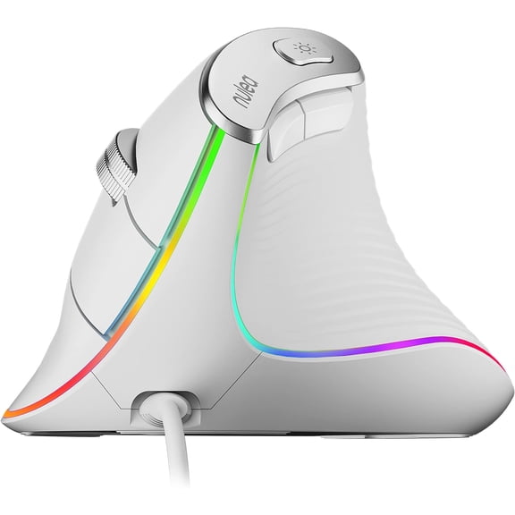EFFFERTWQL-M504 Wired Vertical Mouse, USB Ergonomic Optical Mouse with 4 Adjustable DPI, 11 RGB Backlight Modes, Compatible for Laptop, PC, Desktop, Mac, White
