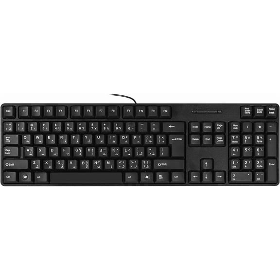EFFFERTWQL-MCSaite Wired Arabic/English Computer Keyboard, Full-Size Keyboard, 104-keys, USB Plug-and-Play, Foldable Stands, Compatible with PC, Laptop
