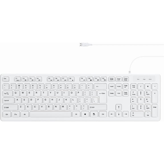EFFFERTWQL-MCSaite Wired White USB 104 Keys Computer Keyboard with Stands,Waterproof - US Layout Compatible for Windows, PC, Laptop