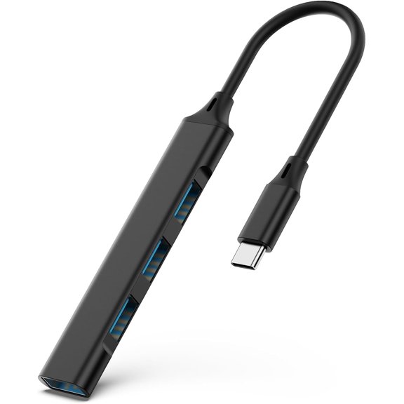 EFFFERTWQL-Mac USB C Adapter - Type C USB Adapter Hub with 4 Ports: 1 USB 3.0 + 3 USB 2.0, Ultra-Slim Aluminum Design, 5Gbps Transfer, Adapter for Mac USB C, Type C USB Hub (Black)