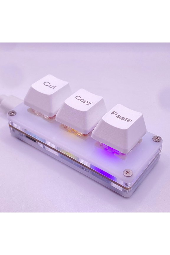 -Mini 3-Key Cut Copy Paste Ctrl X C V with SayoDevice Keyboard RGB Macro Pad Gaming Mechanical OSU Keypad Programmable for Working and Gaming. (White)