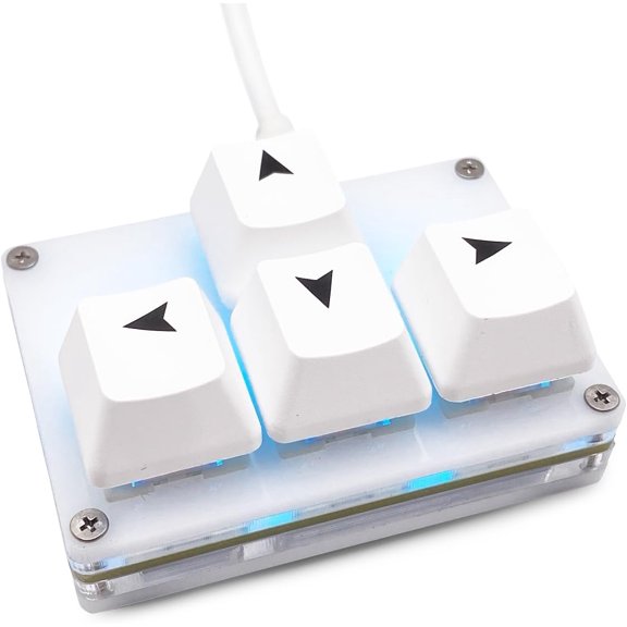 EFFFERTWQL-Mini 4-Key Keyboard WASD Arrow Key Keycaps One-Handed Mechanical Gaming Programmable USB-C Customized Keyboard for Working or Gaming (White, Arrow Keycaps 1)