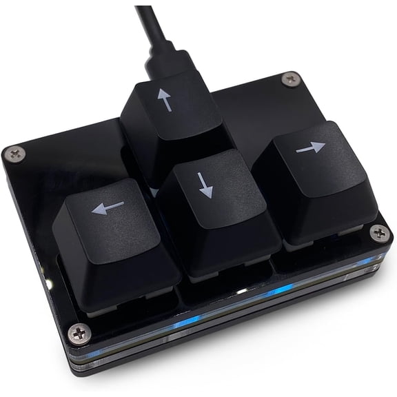 EFFFERTWQL-Mini 4-Key Keypad WASD Arrow Key Keycaps Keyboard One-Handed Mechanical Gaming Keypad Programmable USB-C Customized Keyboard for Working or Gaming (Black, Arrow Keycaps 2)
