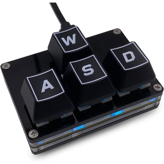 EFFFERTWQL-Mini 4-Key Keypad WASD Arrow Key Keycaps Keyboard One-Handed Mechanical Gaming Keypad Programmable USB-C Customized Keyboard for Working or Gaming (Black, WASD Keycaps)