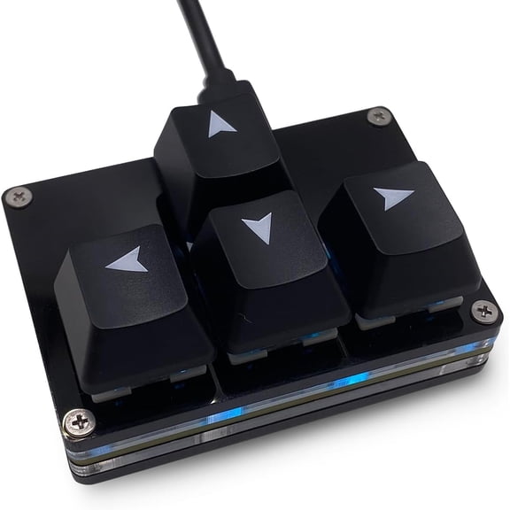 EFFFERTWQL-Mini 4-Key Keypad WASD Arrow Key Keycaps Keyboard One-Handed Mechanical Gaming Keypad Programmable USB-C Customized Keyboard for Working or Gaming (Black, Arrow Keycaps 1)