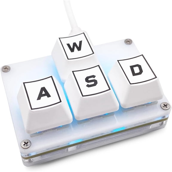 EFFFERTWQL-Mini 4-Key Keypad WASD Arrow Key Keycaps Keyboard One-Handed Mechanical Gaming Keypad Programmable USB-C Customized Keyboard for Working or Gaming (White, WASD Keycaps)