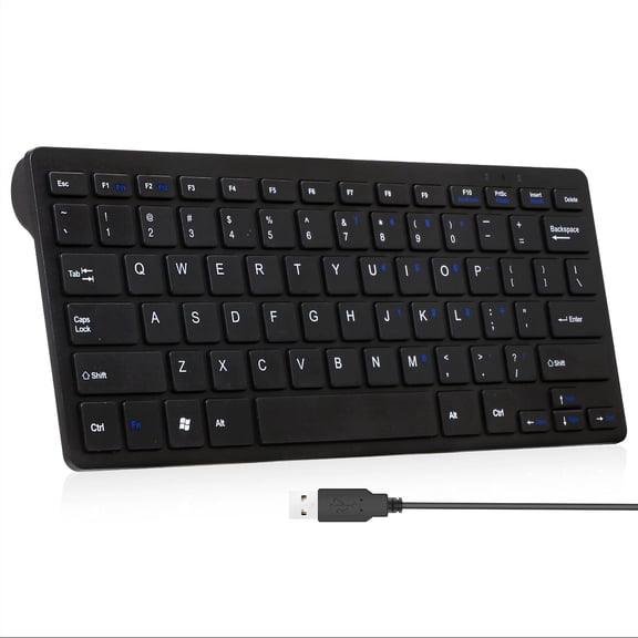 EFFFERTWQL-Mini Keyboard, Small Wired 78 Silent Scissor Keys, USB Interface Compact Keyboard for Android, iOS, Windows PC, Laptop, Raspberry Pi, Windows 10/8/7