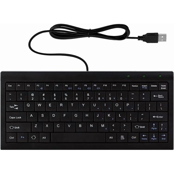 EFFFERTWQL-Mini Keyboard, Small Wired 82 Scissor Keys, USB Interface Compact for Android, Windows PC, Laptop, Raspberry Pi, Windows 10/8/7