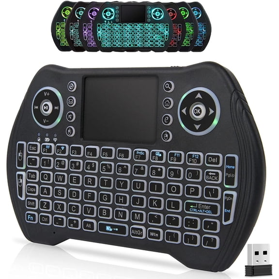 EFFFERTWQL-Mini Keyboard Wireless with Touchpad and Mouse Combo, Backlit Handheld Keyboard Remote for Android TV Box Smart TV PC HTPC Laptop Tablet Projector PS3 Raspberry Pi Windows Mac XBox, with U