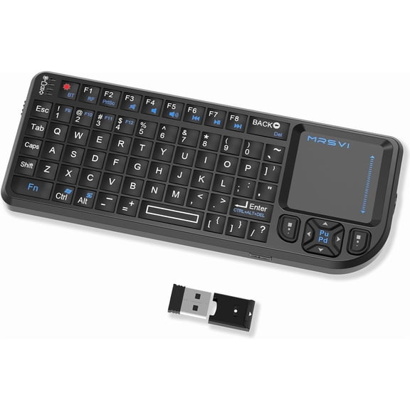 EFFFERTWQL-Mini Keyboard with touchpad, mini Bluetooth Keyboard, 2.4G Ultra-Thin Handheld Wireless Portable Keyboard, Suitable for PCs/Tablets/TVs/Smartphones, Ideal for Travel
