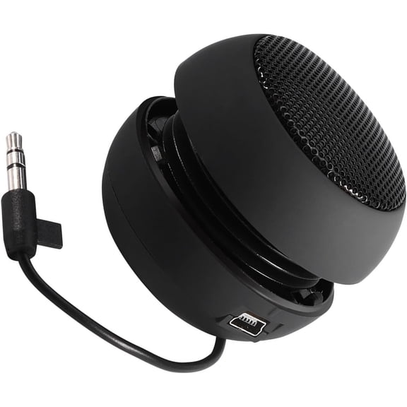 EFFFERTWQL-Mini Portable 3.5mm Speaker Strong Built-in Battery for Mobile Phones MP3 PC Laptop (Black)